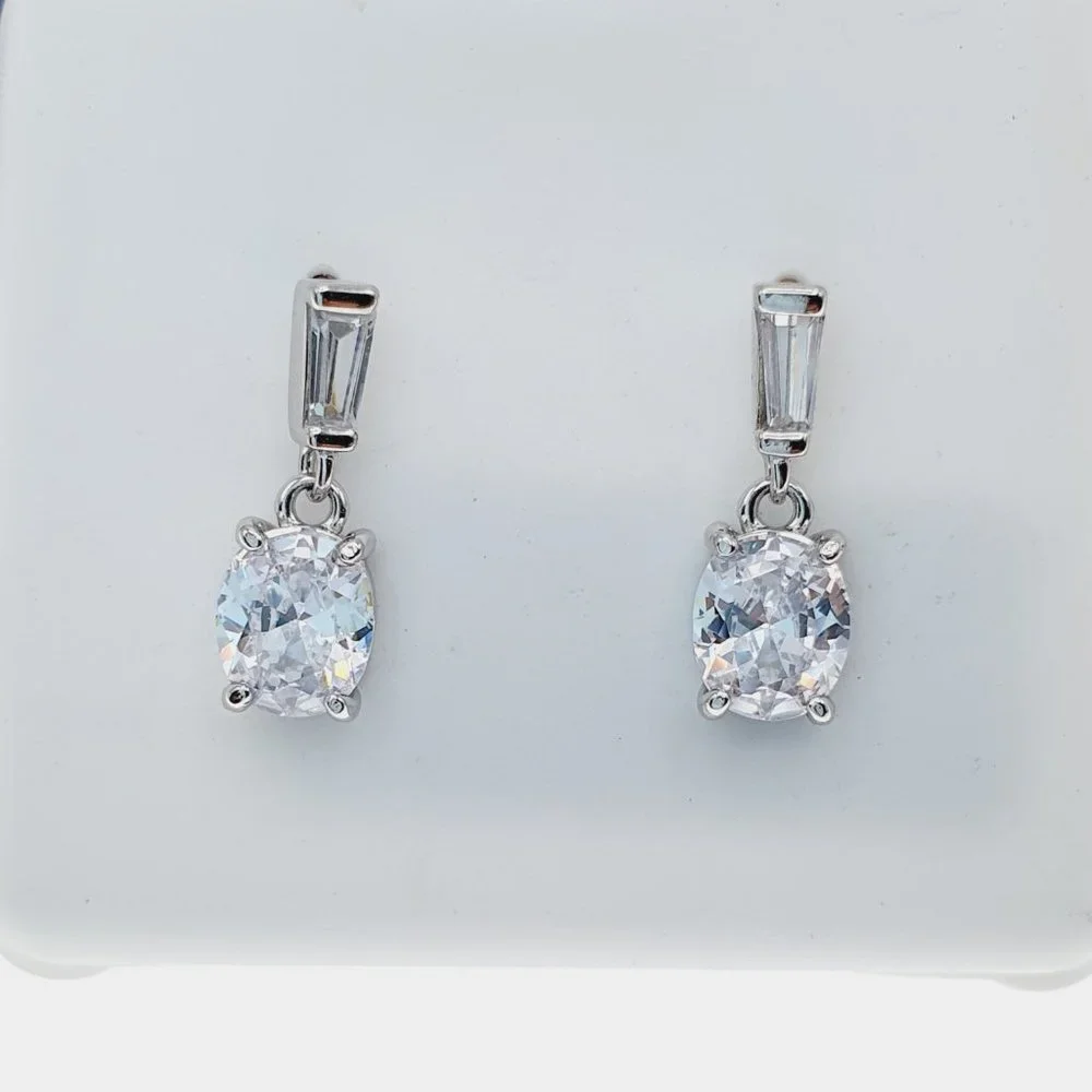 925 Sterling Silver CZ Stud Earrings for Women/Girl, US925P1218 - Picture 7 of 7